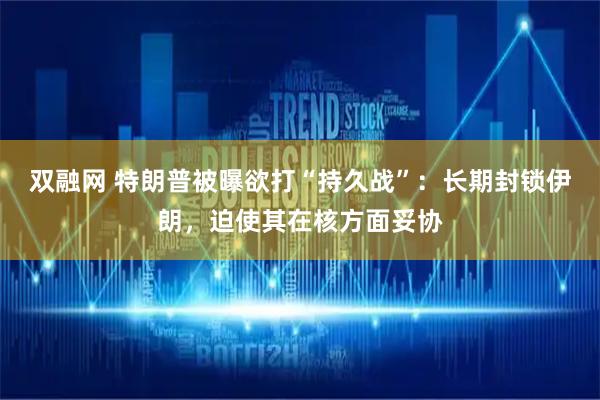 双融网 特朗普被曝欲打“持久战”：长期封锁伊朗，迫使其在核方面妥协